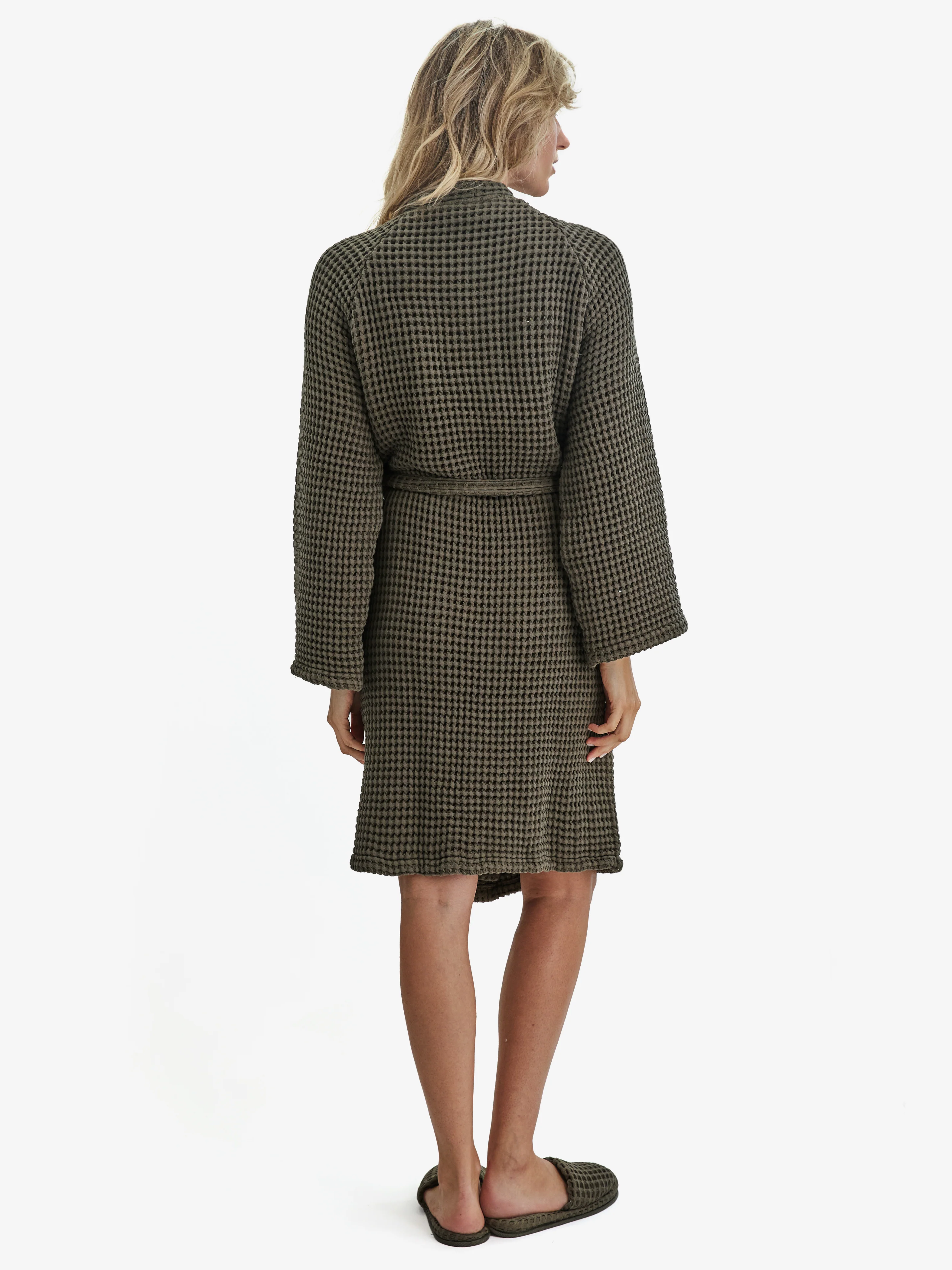 חלוק רחצה באריגת וופל Olive Green - Image 5