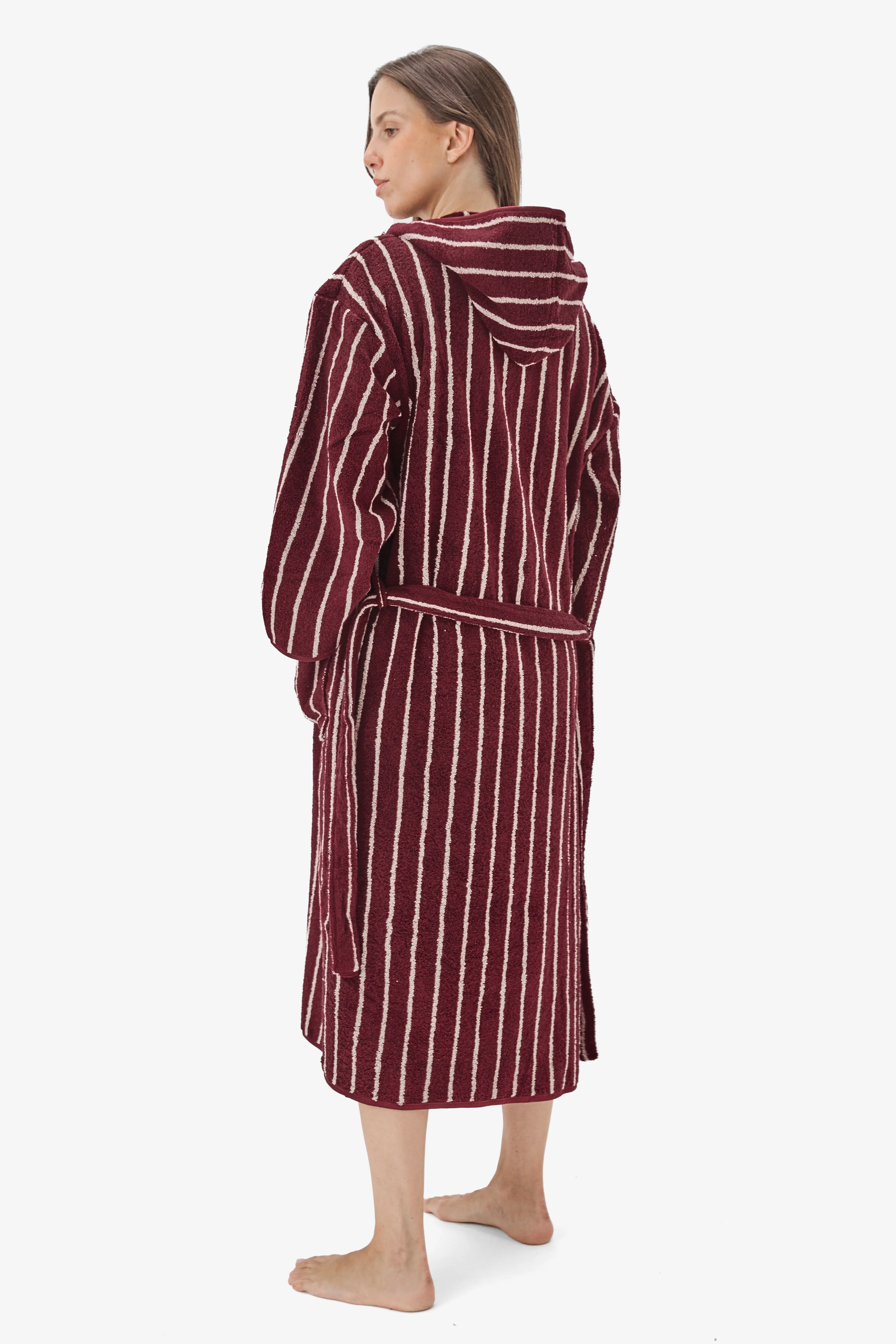 חלוק רחצה פסים Burgundy White - Image 7