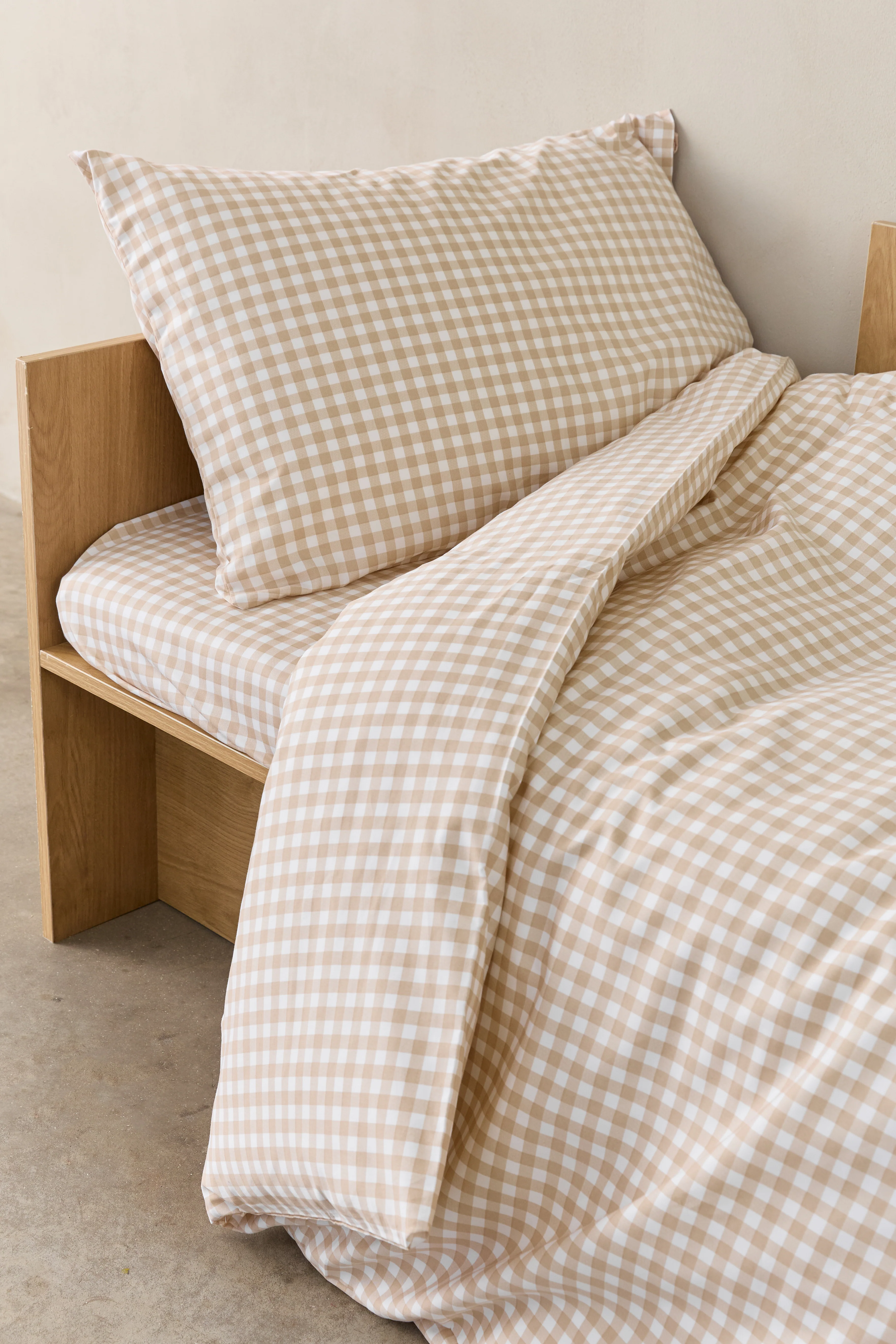 סט מצעי סאטן 500 ילדים Golden Honey Gingham - Image 5